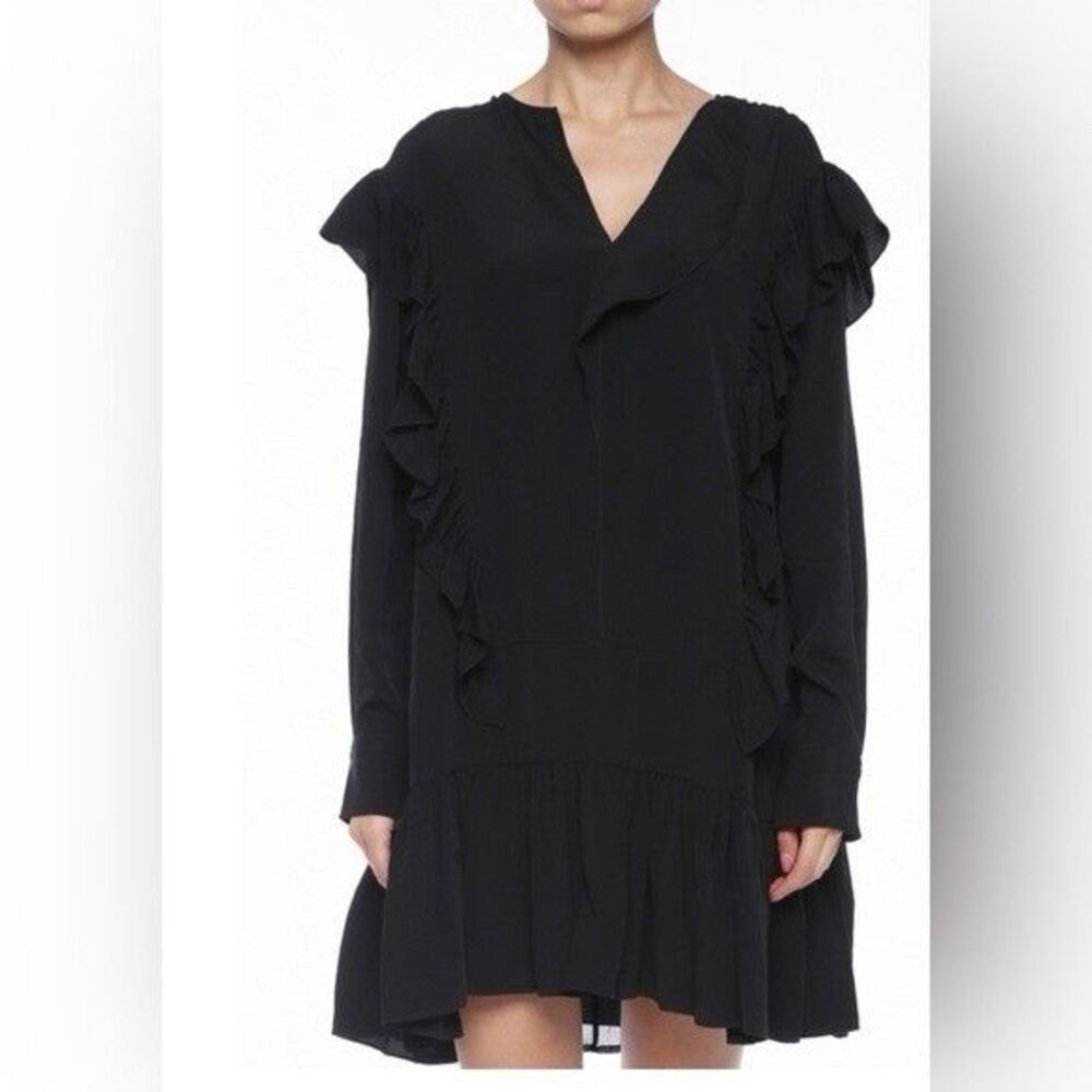 ISABEL MARANT ETOILE Women's Black Oversized WEDY RUFFLE DRESS Size 36 (US S/M)